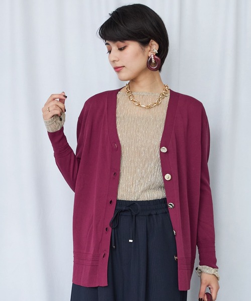 JETSET SOLO PLUS （ジェットセットソロプラス）の「【JETSET SOLO PLUS】メタルボタンタックリブ2WAY カーディガン（カーディガン/ボレロ・レディース・ネイビー/ベージュ系その他/ボルドー/ブルー・FREE）」の16枚目の写真