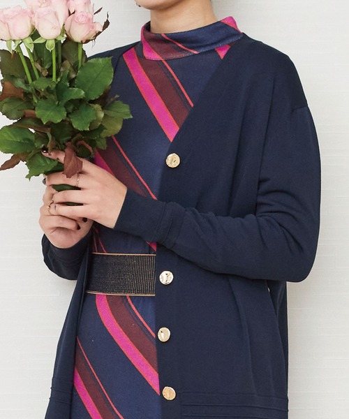 JETSET SOLO PLUS （ジェットセットソロプラス）の「【JETSET SOLO PLUS】メタルボタンタックリブ2WAY カーディガン（カーディガン/ボレロ・レディース・ネイビー/ベージュ系その他/ボルドー/ブルー・FREE）」の19枚目の写真