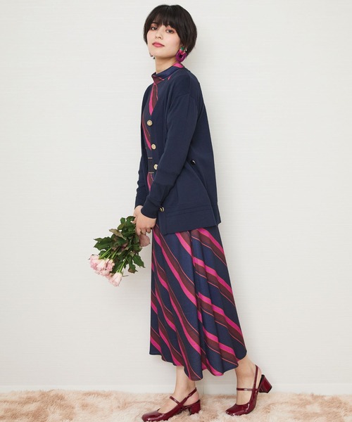 JETSET SOLO PLUS （ジェットセットソロプラス）の「【JETSET SOLO PLUS】メタルボタンタックリブ2WAY カーディガン（カーディガン/ボレロ・レディース・ネイビー/ベージュ系その他/ボルドー/ブルー・FREE）」の20枚目の写真