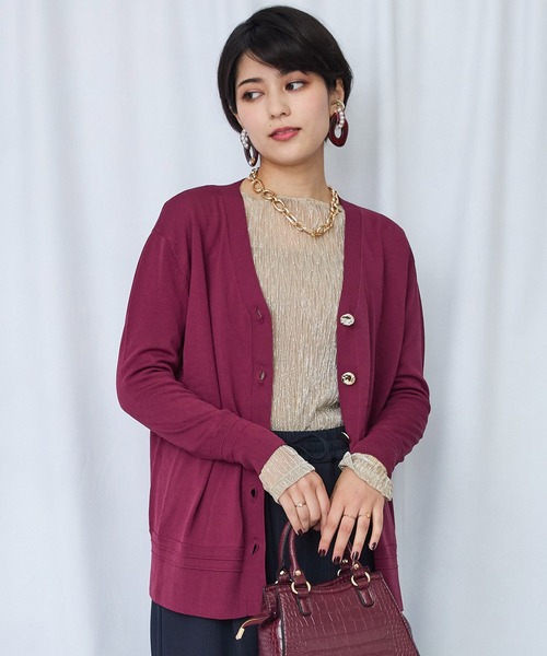 JETSET SOLO PLUS （ジェットセットソロプラス）の「【JETSET SOLO PLUS】メタルボタンタックリブ2WAY カーディガン（カーディガン/ボレロ・レディース・ネイビー/ベージュ系その他/ボルドー/ブルー・FREE）」の21枚目の写真