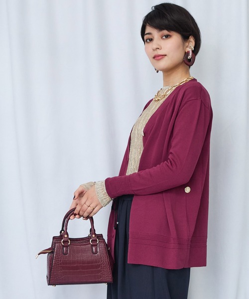 JETSET SOLO PLUS （ジェットセットソロプラス）の「【JETSET SOLO PLUS】メタルボタンタックリブ2WAY カーディガン（カーディガン/ボレロ・レディース・ネイビー/ベージュ系その他/ボルドー/ブルー・FREE）」の22枚目の写真