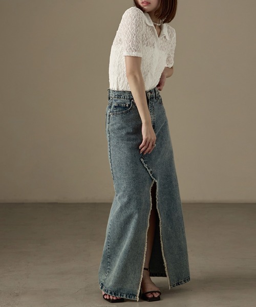 Fashion Letter（ファッションレター）の「レース タイト半袖シャツ Tシャツ（シャツ/ブラウス・レディース・ブラック/オフホワイト・FREE）」の21枚目の写真