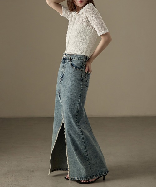 Fashion Letter（ファッションレター）の「レース タイト半袖シャツ Tシャツ（シャツ/ブラウス・レディース・ブラック/オフホワイト・FREE）」の19枚目の写真