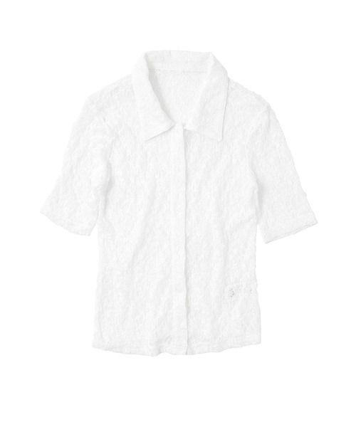 Fashion Letter（ファッションレター）の「レース タイト半袖シャツ Tシャツ（シャツ/ブラウス・レディース・ブラック/オフホワイト・FREE）」の16枚目の写真