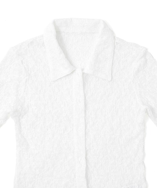 Fashion Letter（ファッションレター）の「レース タイト半袖シャツ Tシャツ（シャツ/ブラウス・レディース・ブラック/オフホワイト・FREE）」の15枚目の写真