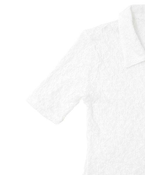 Fashion Letter（ファッションレター）の「レース タイト半袖シャツ Tシャツ（シャツ/ブラウス・レディース・ブラック/オフホワイト・FREE）」の14枚目の写真