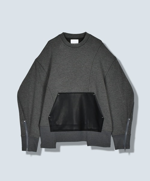 OMMO（オーエムエムオー）の「SQUARE SLEEVE BIG POCKET TOP（スウェット・レディース・ブラック/グレー・F）」の2枚目の写真