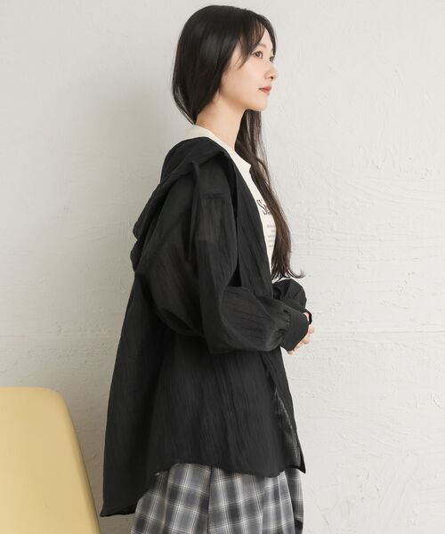 RETRO GIRL（レトロガール）の「シアーフーディーシャツ（シャツ/ブラウス・レディース・グレー系その他2/ブラック/ナチュラル/ブラウン系その他2・FREE）」の20枚目の写真