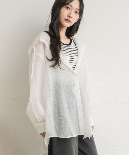 新品 タグ無し シアーフーディーシャツ ベージュ シアーフーディーシャツ（シャツ/ブラウス）｜RETRO GIRL