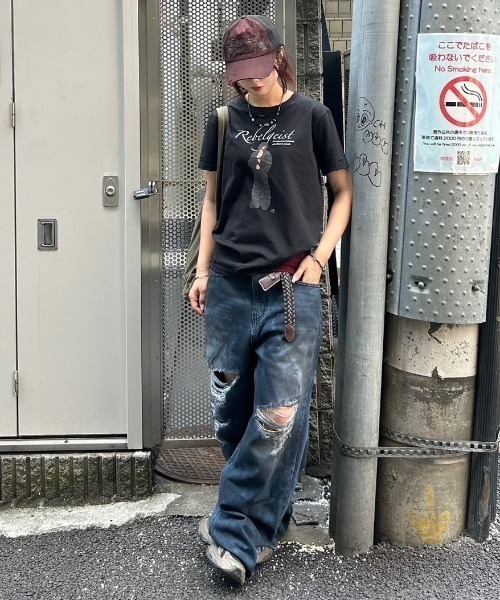 Chikashitsu +】oiled wash destroy denim pants / 【チカシツプラス