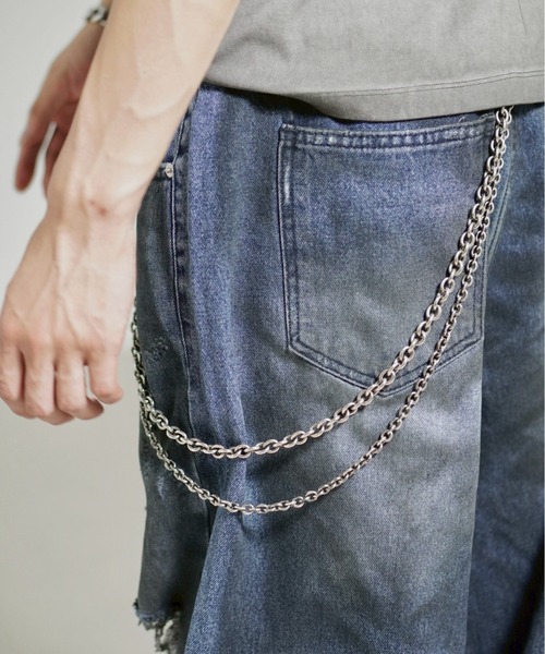 Chikashitsu +(チカシツプラス)の「【Chikashitsu +】oiled wash destroy denim pants / 【チカシツプラス】オイルドウォッシュデストロイデニムパンツ(デニムパンツ・メンズ・ブルー・M/S/L)」の4枚目の写真