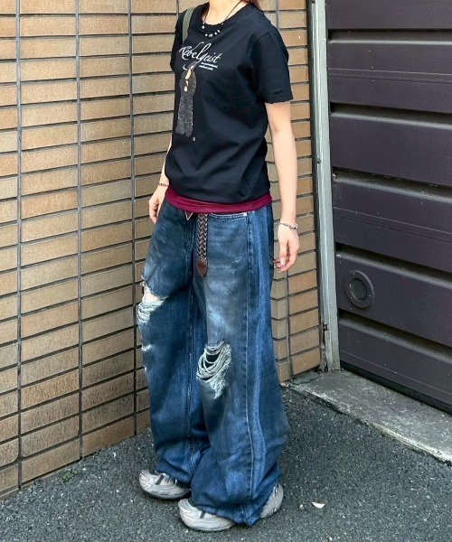 Chikashitsu +(チカシツプラス)の「【Chikashitsu +】oiled wash destroy denim pants / 【チカシツプラス】オイルドウォッシュデストロイデニムパンツ(デニムパンツ・メンズ・ブルー・M/S/L)」の18枚目の写真