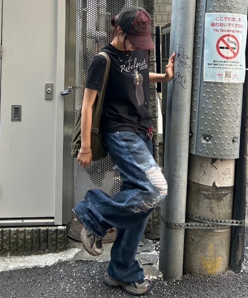 Chikashitsu +】oiled wash destroy denim pants / 【チカシツプラス
