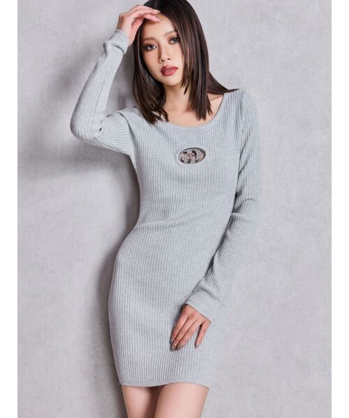 GYDA（ジェイダ）の「GD bijou MOLDニットワンピース（ワンピース・レディース・オフホワイト/グレー/ブラック・FREE）」の3枚目の写真