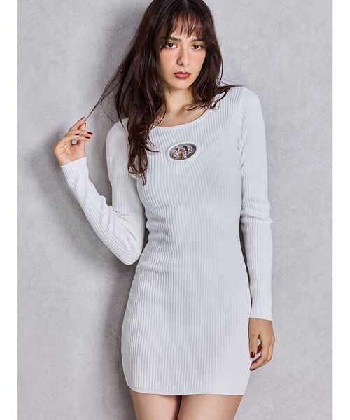 GYDA（ジェイダ）の「GD bijou MOLDニットワンピース（ワンピース・レディース・オフホワイト/グレー/ブラック・FREE）」の9枚目の写真