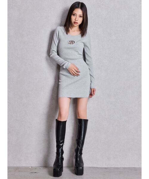 GYDA（ジェイダ）の「GD bijou MOLDニットワンピース（ワンピース・レディース・オフホワイト/グレー/ブラック・FREE）」の16枚目の写真