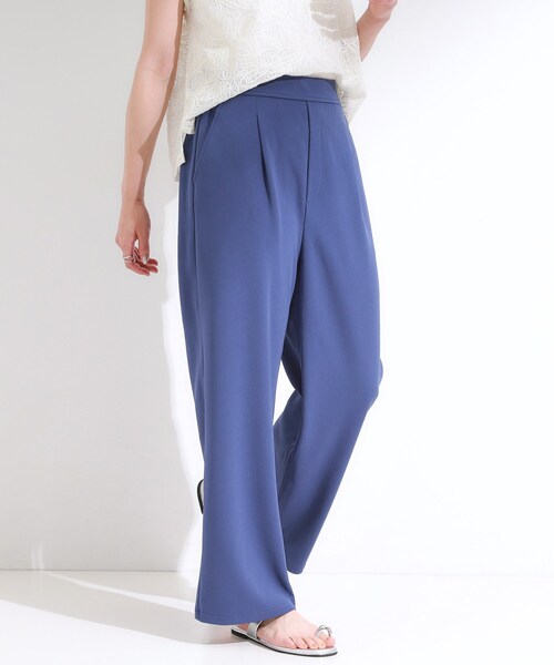 SHOO・LA・RUE(シューラルー)の「【S-LL/ストレッチ】脚のラインを拾いにくい スマートワイドパンツ(その他パンツ・レディース・ブルー/チャコールグレー/ブラック・02/01/04/03)」の3枚目の写真