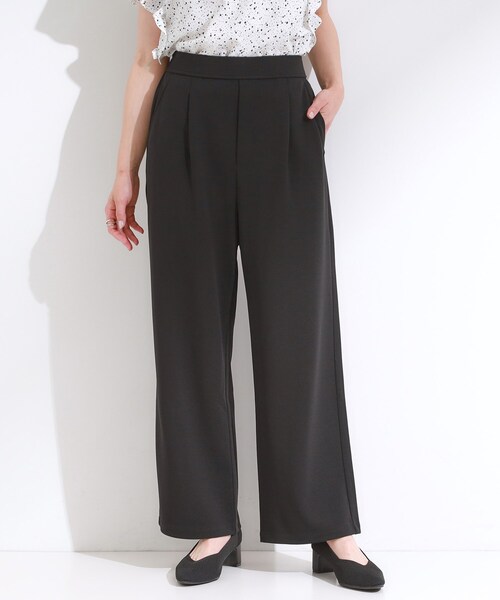 SHOO・LA・RUE(シューラルー)の「【S-LL/ストレッチ】脚のラインを拾いにくい スマートワイドパンツ(その他パンツ・レディース・ブルー/チャコールグレー/ブラック・02/01/04/03)」の2枚目の写真