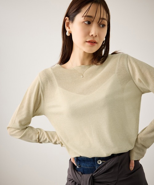 ROPE' PICNIC（ロペピクニック）の「ラメシアーリブカットソー（Tシャツ/カットソー・レディース・ホワイト/ブラック/ベージュ・FREE）」の3枚目の写真