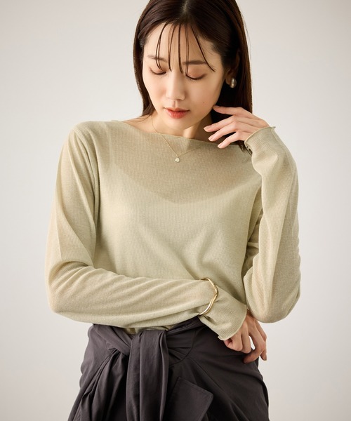 ROPE' PICNIC（ロペピクニック）の「ラメシアーリブカットソー（Tシャツ/カットソー・レディース・ホワイト/ブラック/ベージュ・FREE）」の12枚目の写真