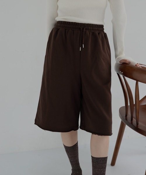 hellam(へラム)の「スウェットハーフパンツ(スウェットパンツ・レディース・オートミール/杢グレー/ブラック/ブラウン・FREE)」の4枚目の写真