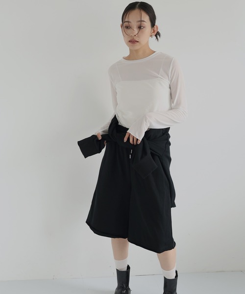 hellam(へラム)の「スウェットハーフパンツ(スウェットパンツ・レディース・オートミール/杢グレー/ブラック/ブラウン・FREE)」の2枚目の写真