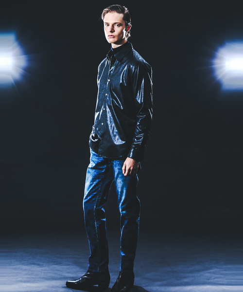 5351 POUR LES HOMMES（ゴーサンゴーイチプールオム）の「【25A/W】プリント テーパード デニム（デニムパンツ・メンズ・インディゴブルー/ブラック・48/46/44/50）」の12枚目の写真