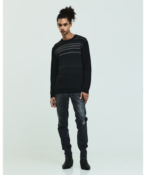 5351 POUR LES HOMMES（ゴーサンゴーイチプールオム）の「【25A/W】プリント テーパード デニム（デニムパンツ・メンズ・インディゴブルー/ブラック・48/46/44/50）」の9枚目の写真