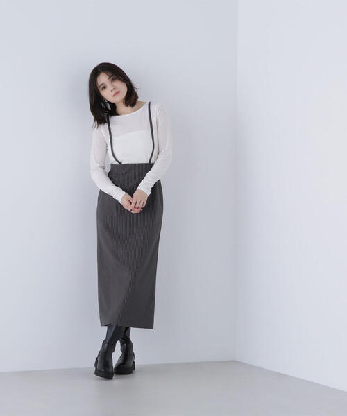 NATURAL BEAUTY BASIC（ナチュラルビューティーベーシック）の「◇ベロアボートネックカットソー（Tシャツ/カットソー・レディース・ピンク/グレイッシュベージュ/ダークブラウン/オフホワイト・FREE）」の6枚目の写真