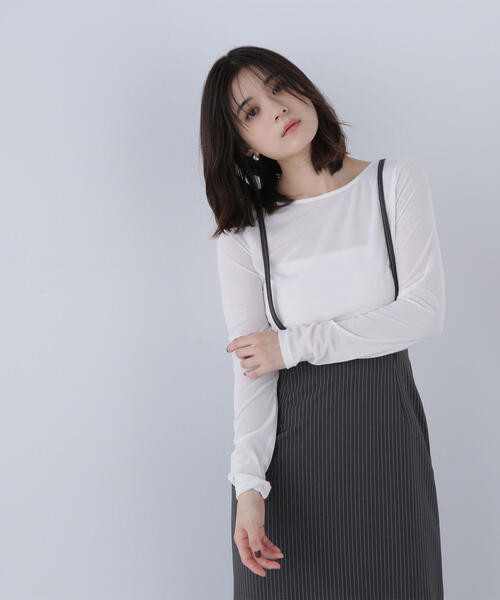 NATURAL BEAUTY BASIC（ナチュラルビューティーベーシック）の「◇ベロアボートネックカットソー（Tシャツ/カットソー・レディース・ピンク/グレイッシュベージュ/ダークブラウン/オフホワイト・FREE）」の7枚目の写真