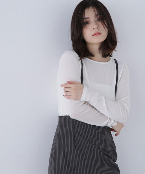 NATURAL BEAUTY BASIC（ナチュラルビューティーベーシック）の「◇ベロアボートネックカットソー（Tシャツ/カットソー・レディース・ピンク/グレイッシュベージュ/ダークブラウン/オフホワイト・FREE）」の11枚目の写真