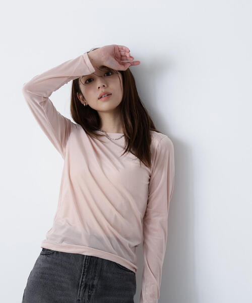 NATURAL BEAUTY BASIC（ナチュラルビューティーベーシック）の「◇ベロアボートネックカットソー（Tシャツ/カットソー・レディース・ピンク/グレイッシュベージュ/ダークブラウン/オフホワイト・FREE）」の21枚目の写真