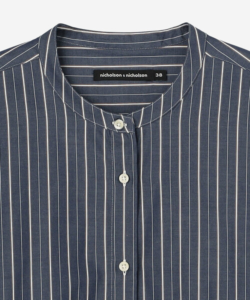 nicholson&nicholson（ニコルソンアンドニコルソン）の「nicholson & nicholson |〈別注〉ドローストリングブラウス ストライプ WOMEN（シャツ/ブラウス・レディース・ブルー系その他5/ブラウン系その他・38）」の6枚目の写真
