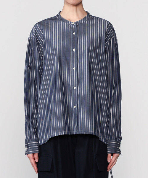 nicholson&nicholson（ニコルソンアンドニコルソン）の「nicholson & nicholson |〈別注〉ドローストリングブラウス ストライプ WOMEN（シャツ/ブラウス・レディース・ブルー系その他5/ブラウン系その他・38）」の10枚目の写真