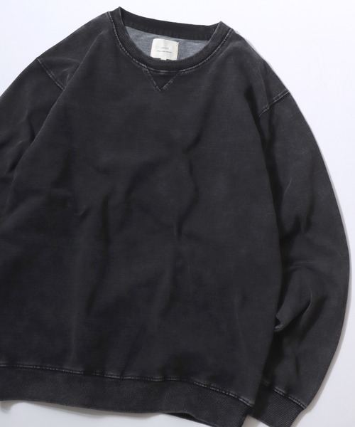 ANPAS(アンパス)の「Vintage Design Chemical Denim Sweatshirt/セットアップ対応 ケミカル加工 カットデニム スウェット トレーナー メンズ レディース(スウェット・メンズ・ブルー/ブラック・M/L/LL)」の1枚目の写真
