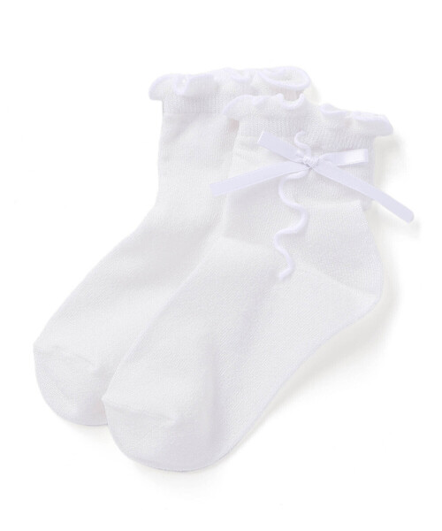 Tartine et Chocolat（タルティーヌエショコラ）の「【日本製】ラメリボンソックス(13～21cm)（ソックス/靴下・キッズ・ピンク/ホワイト・15.0cm/21.0cm/17.0cm/19.0cm）」の2枚目の写真