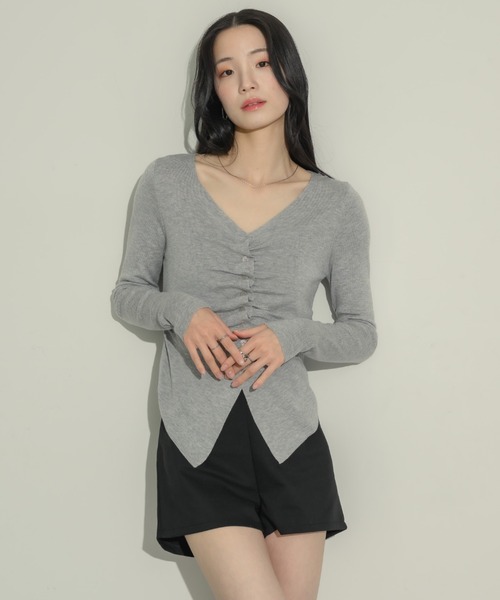 NEUNA（ヌナ）の「フロントギャザートップス（Tシャツ/カットソー・レディース・アイボリー/ブラック/ライトグレー/ブラウン・FREE）」の12枚目の写真