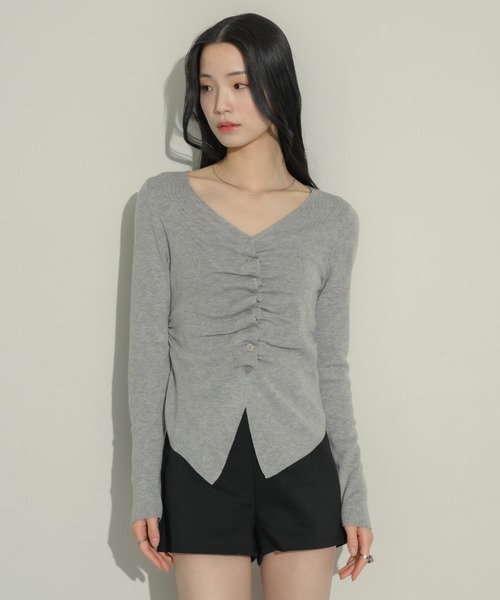 NEUNA（ヌナ）の「フロントギャザートップス（Tシャツ/カットソー・レディース・アイボリー/ブラック/ライトグレー/ブラウン・FREE）」の10枚目の写真