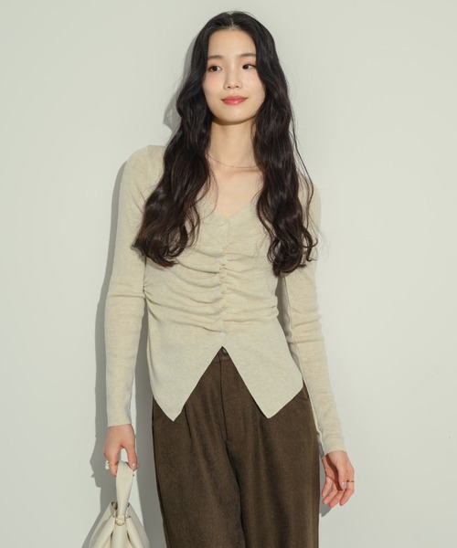 NEUNA（ヌナ）の「フロントギャザートップス（Tシャツ/カットソー・レディース・アイボリー/ブラック/ライトグレー/ブラウン・FREE）」の15枚目の写真