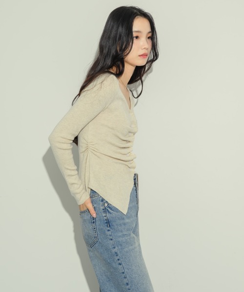 NEUNA（ヌナ）の「フロントギャザートップス（Tシャツ/カットソー・レディース・アイボリー/ブラック/ライトグレー/ブラウン・FREE）」の17枚目の写真