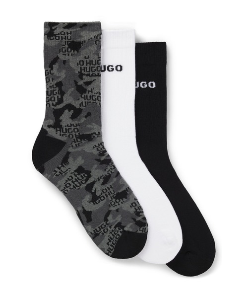HUGO（ヒューゴ）の「ソックス3足セット ショートレングス ロゴディテール（ソックス/靴下・メンズ・ブラック系その他・39-42/43-46）」の2枚目の写真