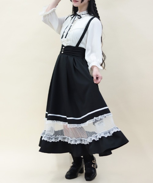 axes femme POETIQUE（アクシーズファムポエティック）の「サス付ハイウエストロングスカート（スカート・レディース・ブラウン/ブラック/ブルー・MEDIUM）」の2枚目の写真