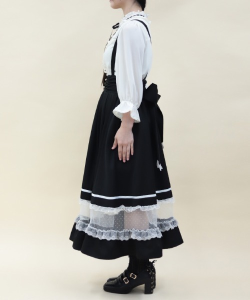 axes femme POETIQUE（アクシーズファムポエティック）の「サス付ハイウエストロングスカート（スカート・レディース・ブラウン/ブラック/ブルー・MEDIUM）」の7枚目の写真