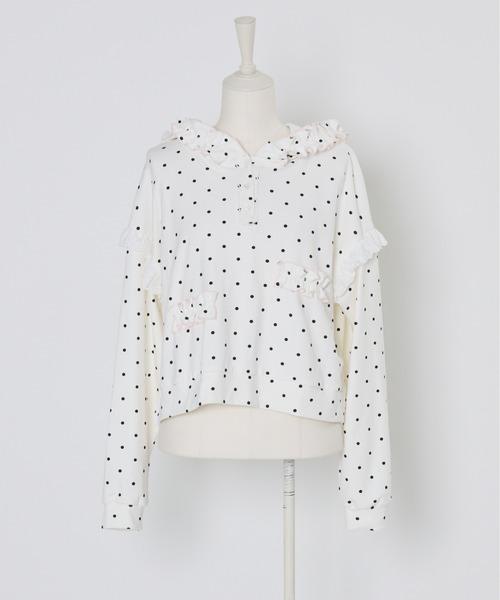 Lolime by mellfy memory（ロリミー バイ メルフィーメモリー）の「fancy dot sweatshirt（パーカー・レディース・ホワイト/グレー・FREE）」の9枚目の写真