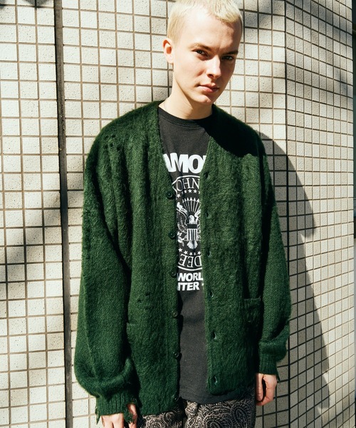 TOWNCRAFT / タウンクラフト DAMAGED SOLID SHAGGY CARDIGAN ダメージ