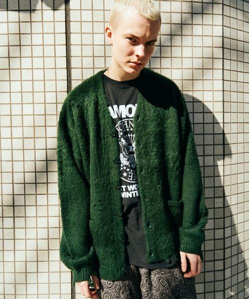 TOWNCRAFT / タウンクラフト DAMAGED SOLID SHAGGY CARDIGAN ダメージ