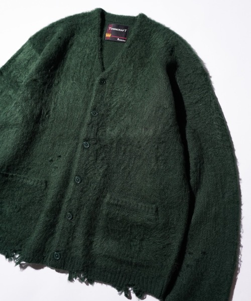 TOWNCRAFT / タウンクラフト DAMAGED SOLID SHAGGY CARDIGAN ダメージ