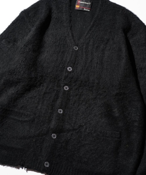 TOWNCRAFT（タウンクラフト）の「TOWNCRAFT / タウンクラフト DAMAGED SOLID SHAGGY CARDIGAN ダメージ加工 無地 ソリッド シャギー カーディガン モヘアタッチ（カーディガン/ボレロ・メンズ・ブラック/グリーン/マスタード/ブラック×ブラック/ネイビー/ダークグリーン・X-SMALL/MEDIUM/LARGE）」の8枚目の写真