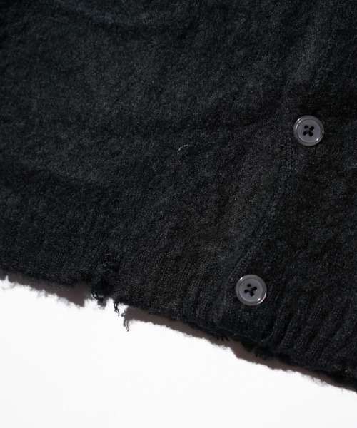 TOWNCRAFT（タウンクラフト）の「TOWNCRAFT / タウンクラフト DAMAGED SOLID SHAGGY CARDIGAN ダメージ加工 無地 ソリッド シャギー カーディガン モヘアタッチ（カーディガン/ボレロ・メンズ・ブラック/グリーン/マスタード/ブラック×ブラック/ネイビー/ダークグリーン・X-SMALL/MEDIUM/LARGE）」の11枚目の写真