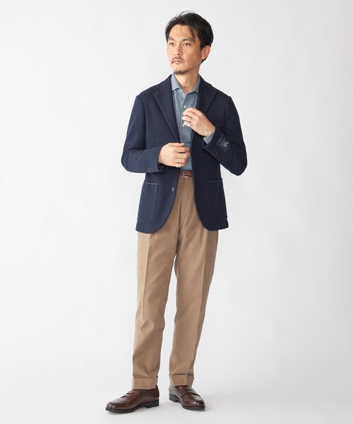 SHIPS（シップス）の「SHIPS: ジャージー ギンガムチェック ワンピースカラー シャツ（ビジネスシャツ・メンズ・ネイビー/チャコールグレー・SMALL/MEDIUM/LARGE/X-LARGE）」の20枚目の写真